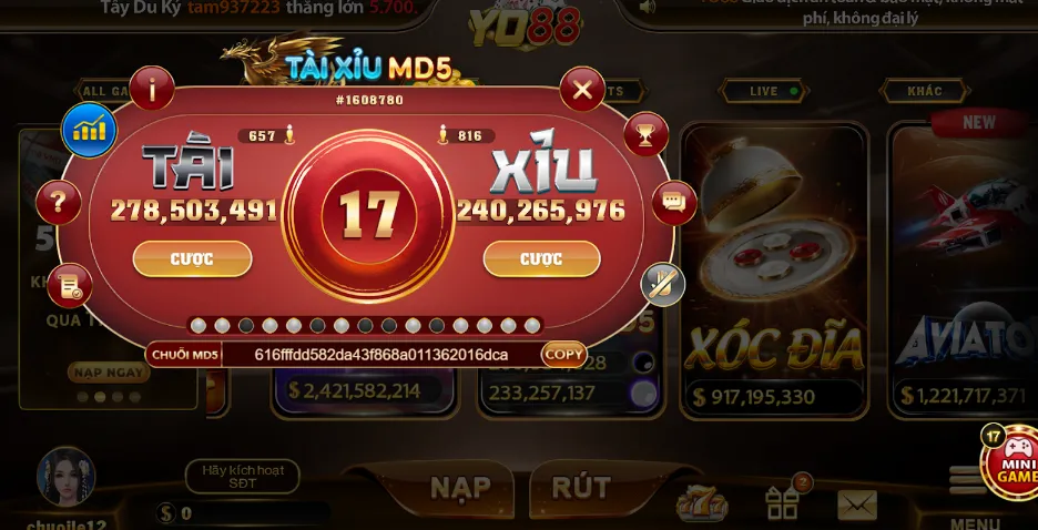 Đồ họa game Tài Xỉu MD5 ấn tượng, vạn người mê