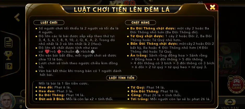 Theo dõi luật chơi của Tiến Lên Đếm Lá tiện lợi nhất tại Yo88