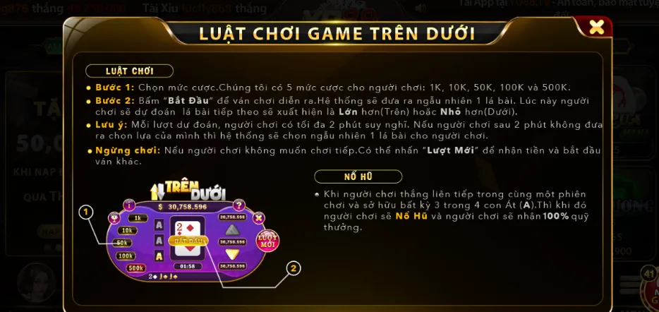 Học thêm luật chơi Trên Dưới tại Yo88